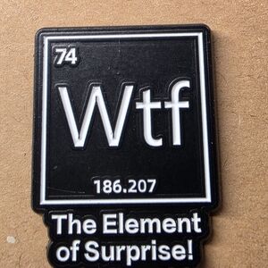 Black and White 'Wtf' Element Pin